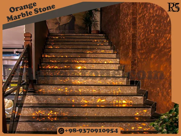 Design of orange marble stairs
