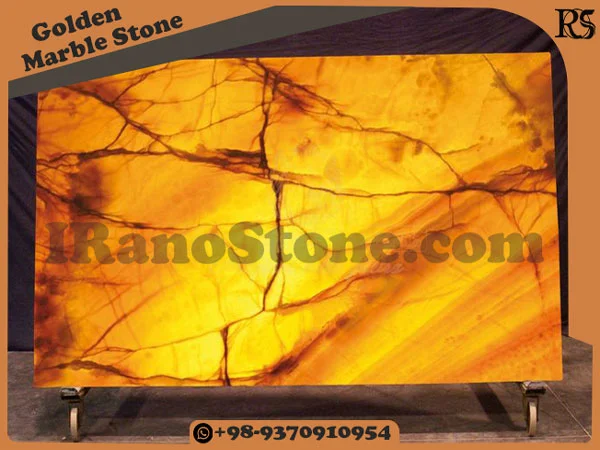 Single golden marble stone slab