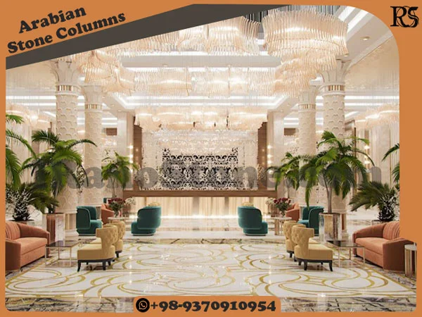Luxurious Stone Columns in hall hotel