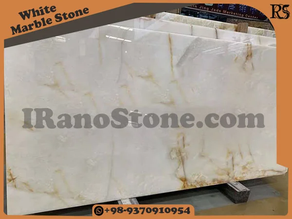 Single white marble stone slab