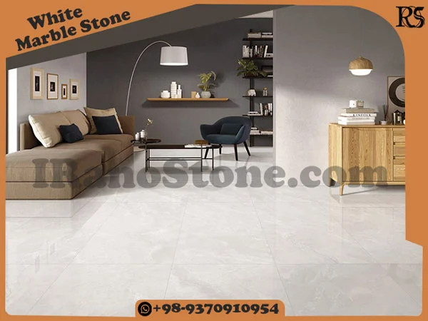 White marble flooring tiles in the design of living room