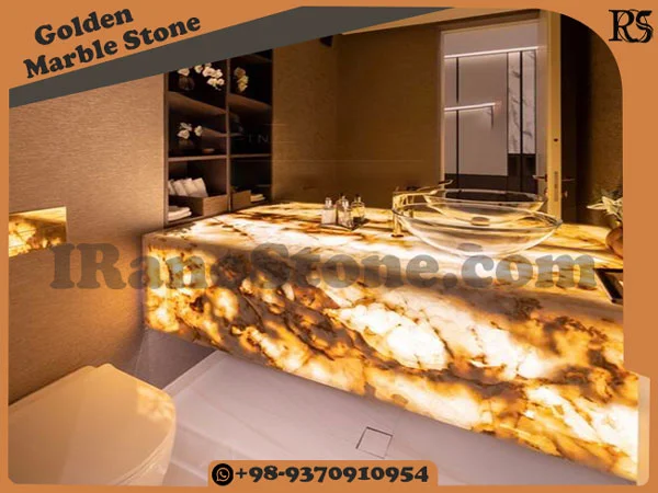 Yellow stone marble design at the bathroom