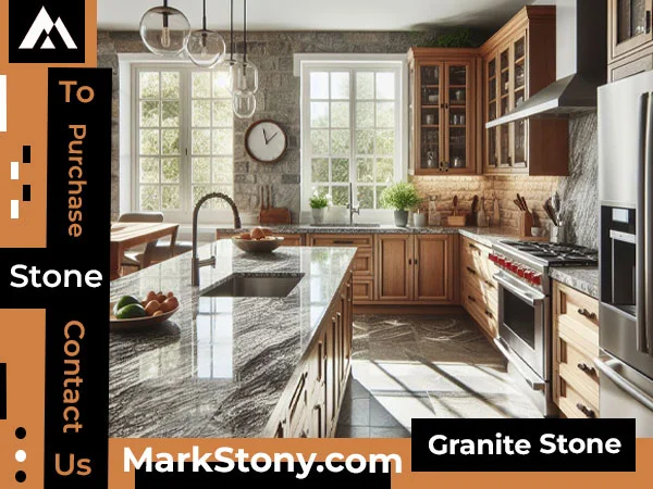 Granite stone countertop at kitchen