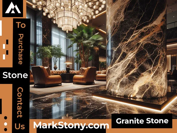 Granite stone flooring at hotel lobby design