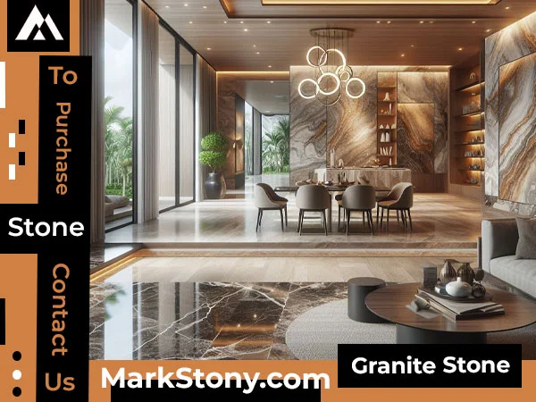 Granite stone flooring in interior design of home